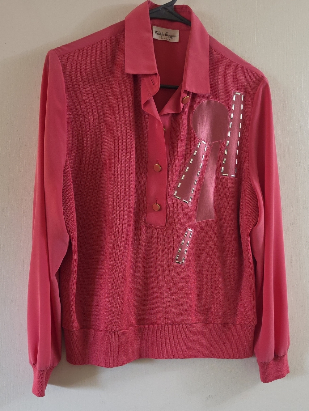 Pink Long-Sleeve Knit Blouse